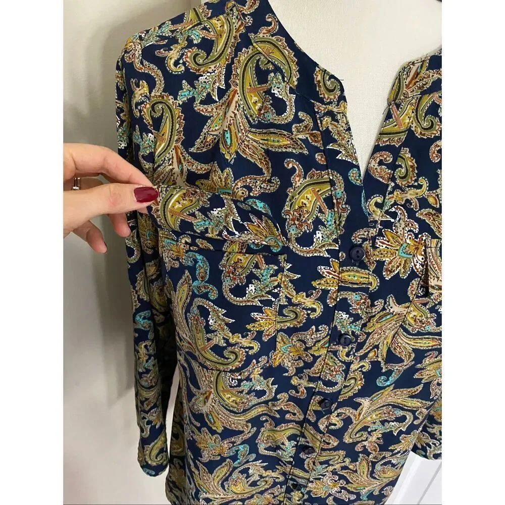 Notations paisley print tunic blouse size S